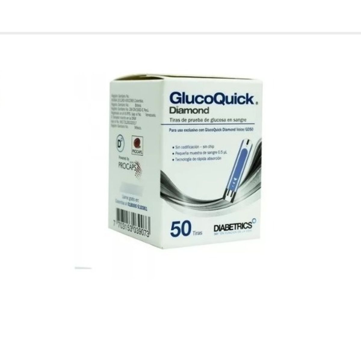 GLUCOQUICK - 50 Tirillas Glucoquick Gd50 Diamond Prueba De Glucosa Sangre