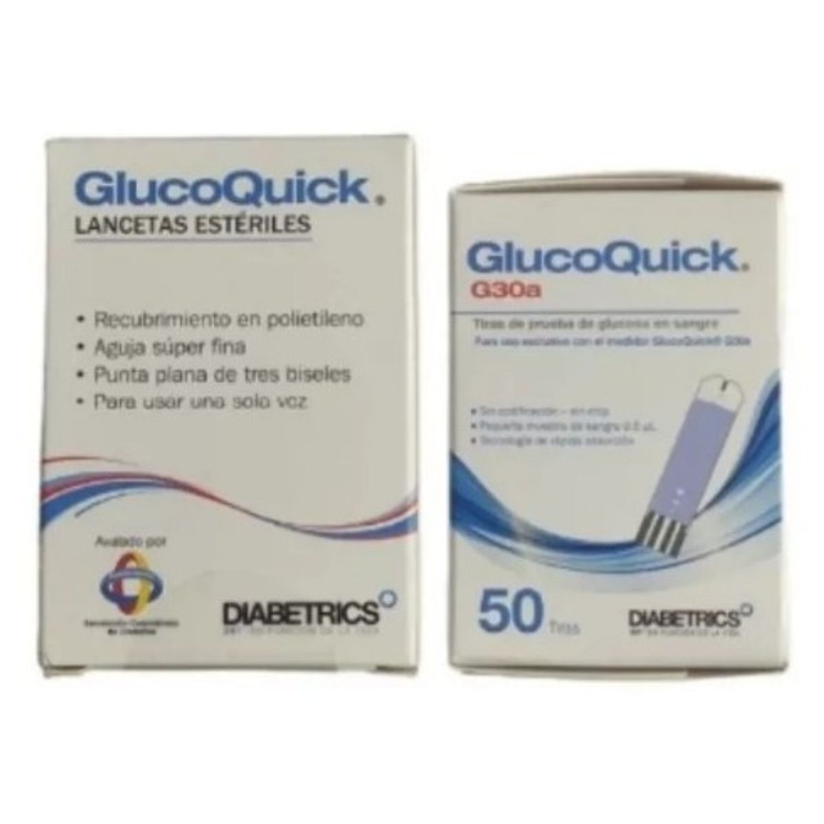 GLUCOQUICK - Combo 50 Tirillas + 50 Lancetas Glucoquick G30A