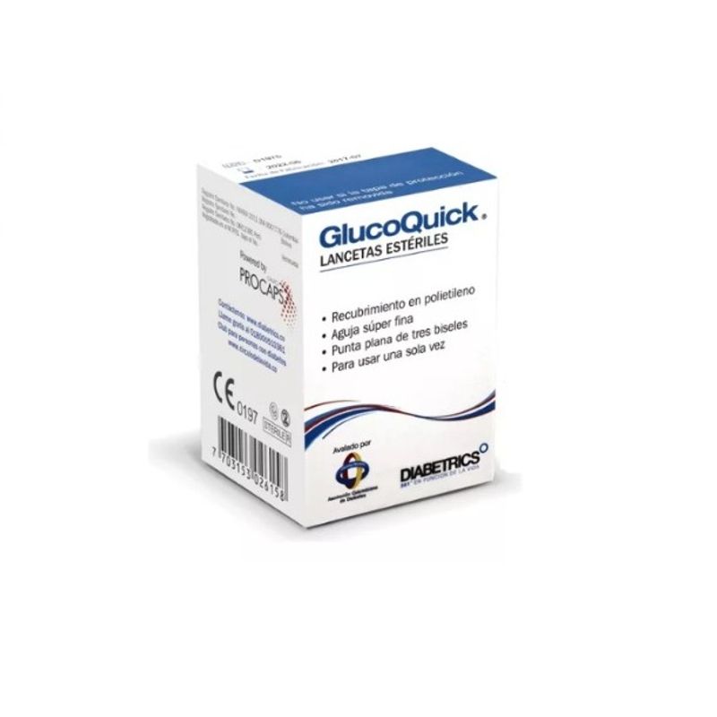 GLUCOQUICK - 50 Lancetas Estériles Glucoquick Prueba De Glucosa En Sangre