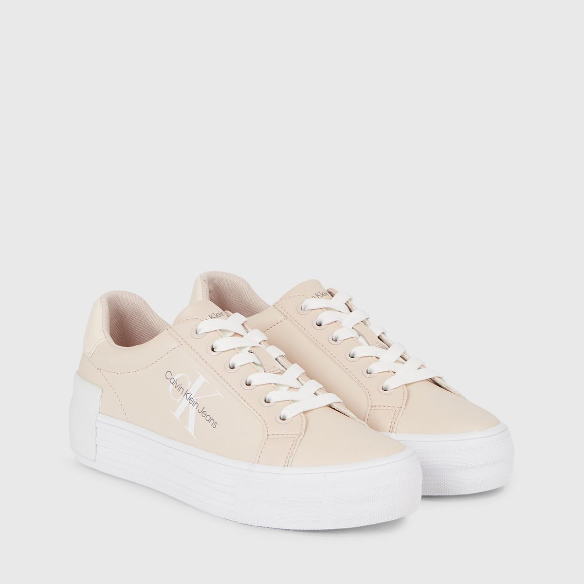 CALVIN KLEIN - Tenis rosado con plataforma vulcanizado de cuero Calvin Klein