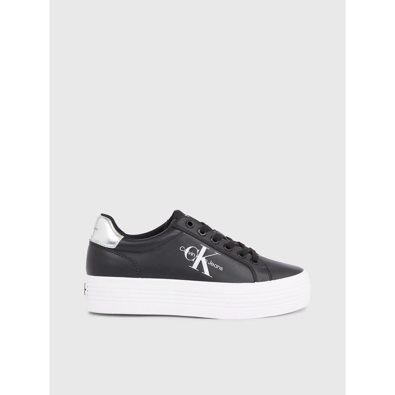 CALVIN KLEIN - Tenis negro de plataforma de cuero Calvin Klein