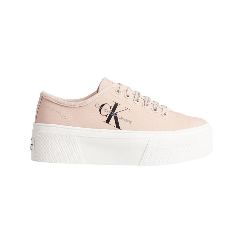 CALVIN KLEIN - Tenis rosado de lona reciclada con plataforma Calvin Klein