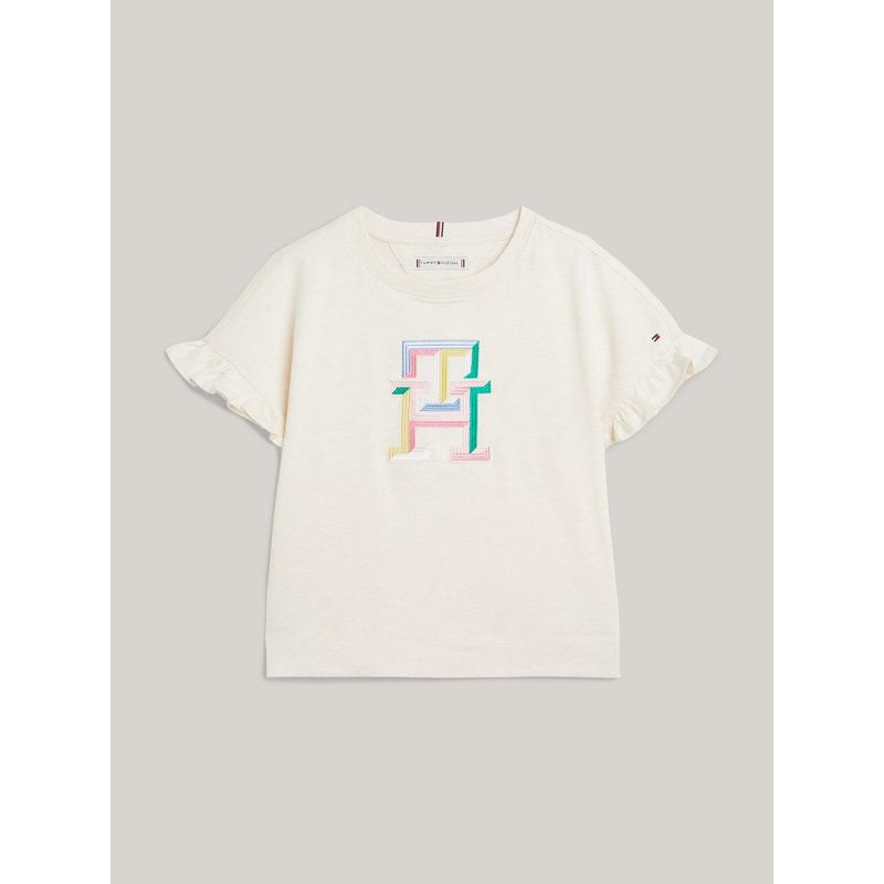 TOMMY HILFIGER - Camiseta Niña Blanca Con Monogram Th Tommy Hilfiger