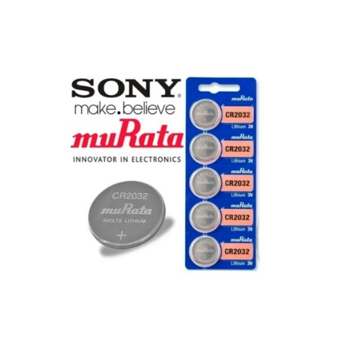 SONY - Batería Pila Cr2032 Murata Sony Original Litio, 3v, Pack X 5