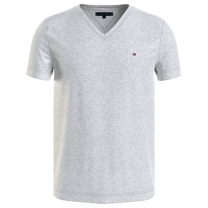 TOMMY HILFIGER - Camiseta Gris Essential En Cuello V Para Hombre