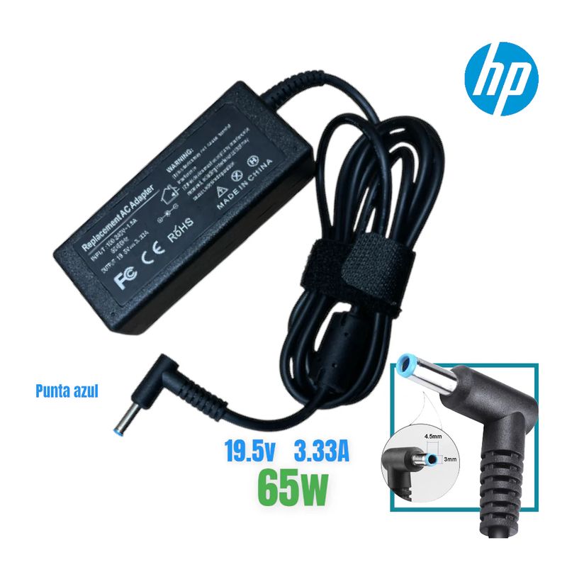 BASIK TECH - Cargador Para PC portátil Computador HP Punta Azul ( 19.5 V - 3.33a)