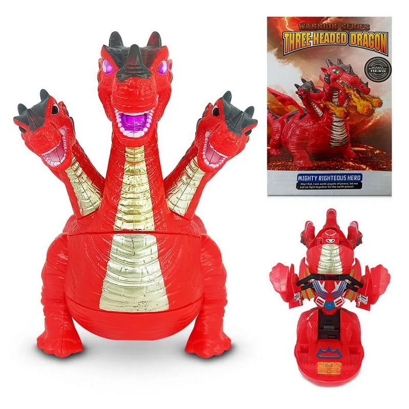 DAYOSHOP - Robot Transformer Dragon 3 Cabeza Dinosaurio Robot + Bateria