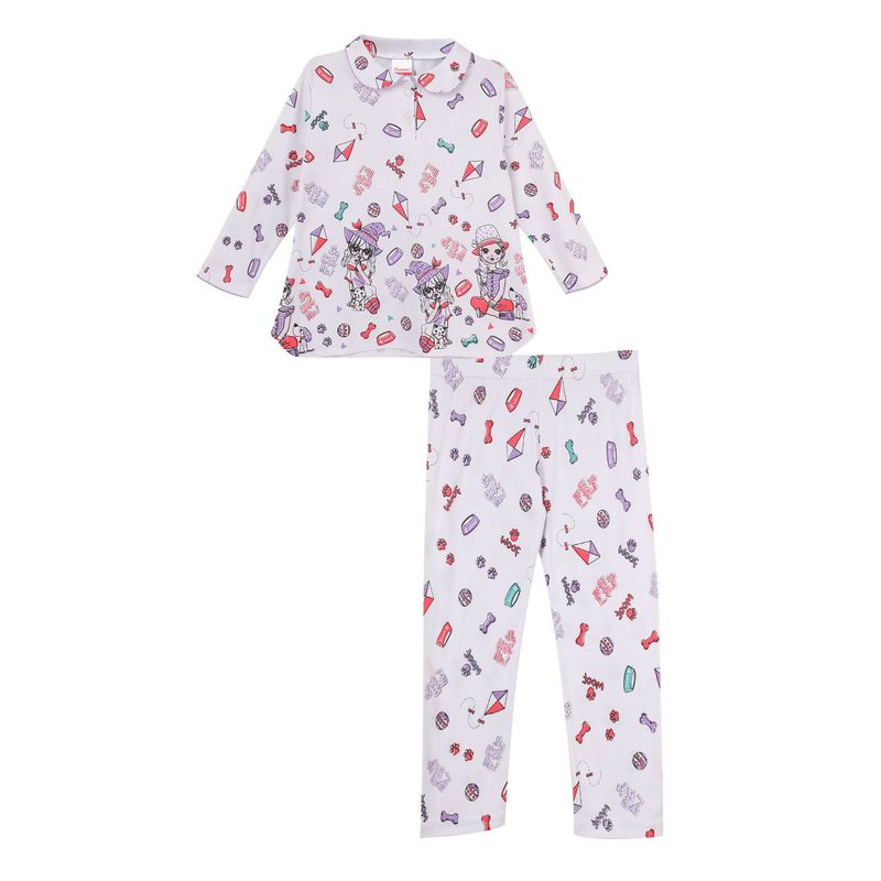 SANTANA - Pijama Niña Cenefa Blanco