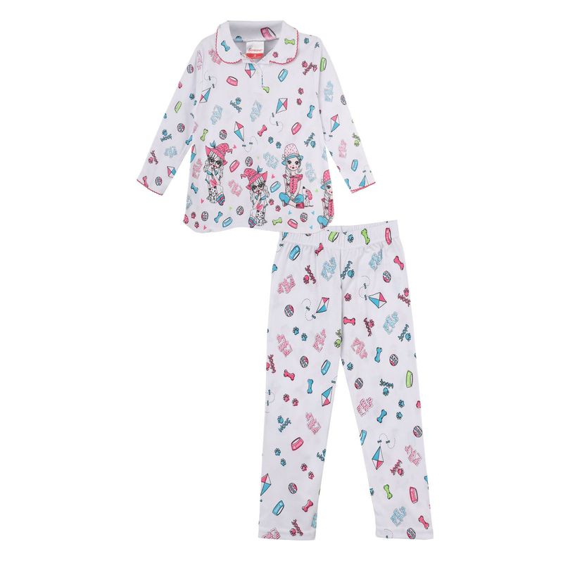 SANTANA - Pijama Niña Cenefa Verde Agua