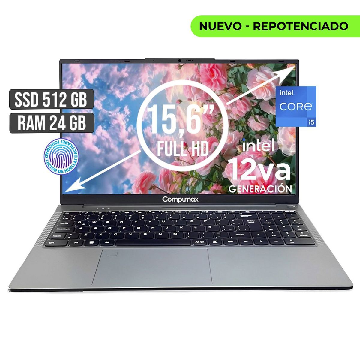 COMPUMAX - PORTATIL COMPUMAX INTEL CORE I5-12450H SSD 512GB RAM 24GB LED 15,6 FULL HD