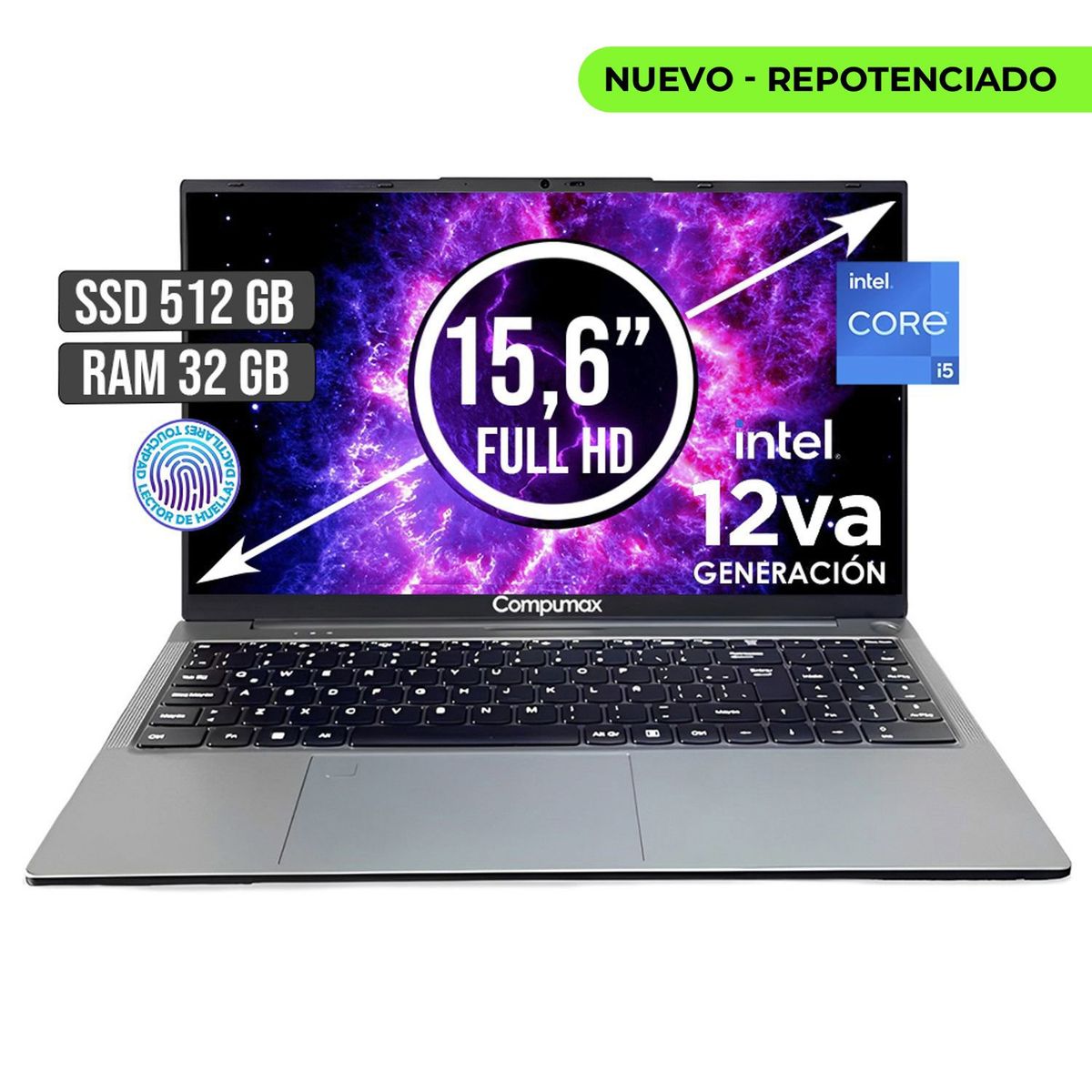 COMPUMAX - Portátil Compumax Intel Core I5 12450H 32GB RAM 512GB SSD 156