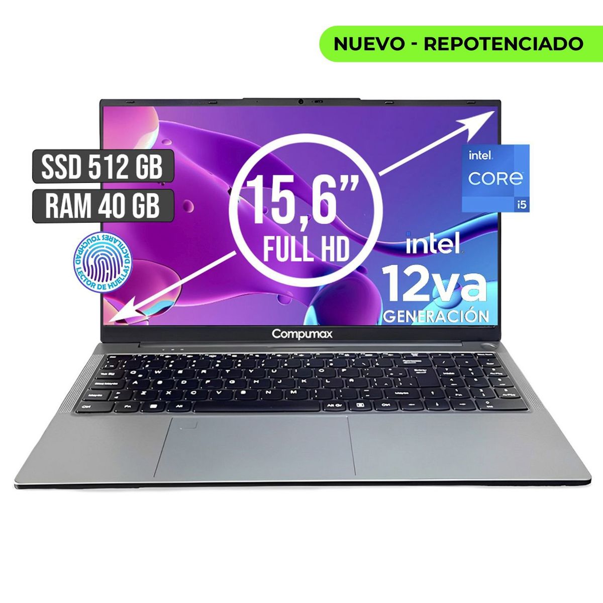 COMPUMAX - PORTATIL COMPUMAX INTEL CORE I5-12450H SSD 512GB RAM 40GB LED 15,6 FULL HD
