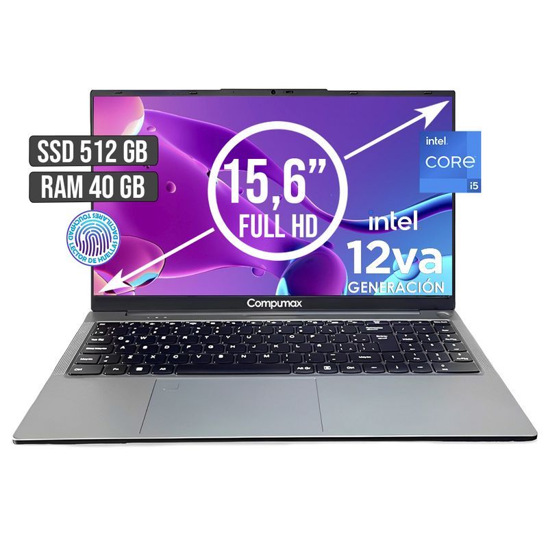 COMPUMAX - PORTATIL COMPUMAX INTEL CORE I5-12450H SSD 512GB RAM 40GB LED 15,6 FULL HD