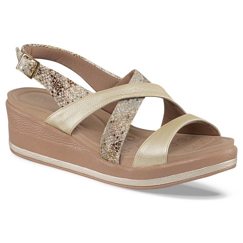 CROYDON - Sandalias Tacón Elda Oro para Mujer Croydon