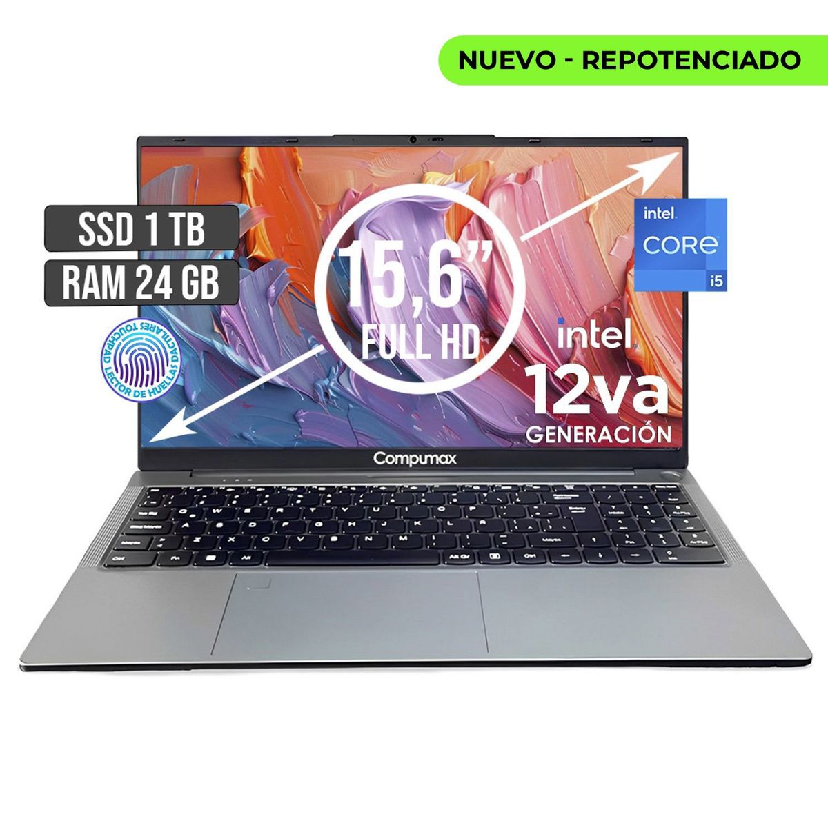 COMPUMAX - PORTATIL COMPUMAX INTEL CORE I5-12450H SSD 1TB RAM 24GB LED 15,6 FULL HD
