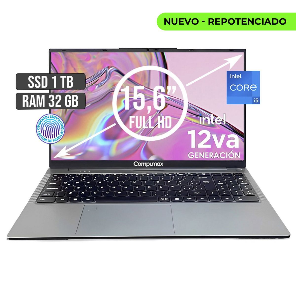 COMPUMAX - Portátil Compumax Intel Core I5 12450H 32GB RAM 1TB SSD 156 FHD