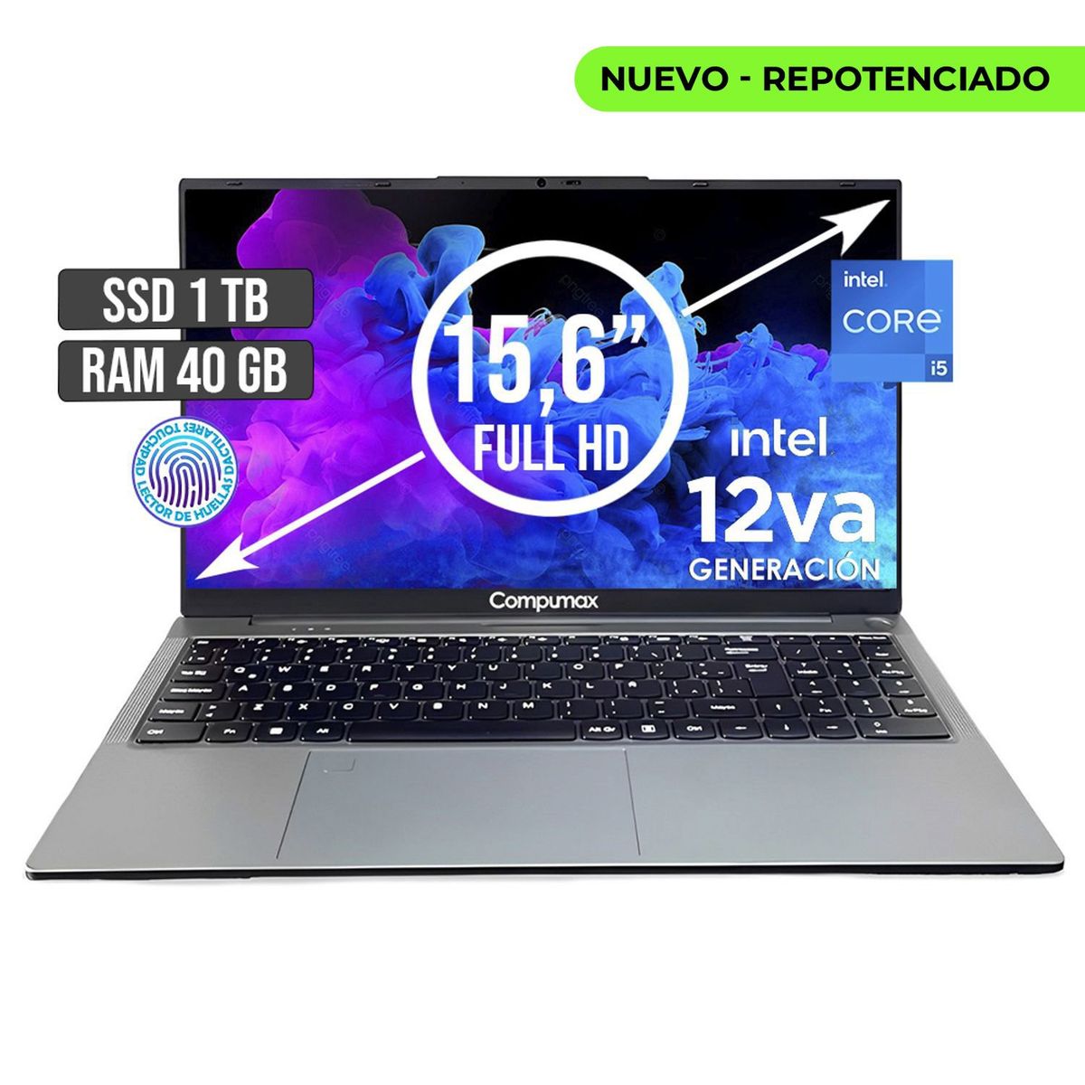COMPUMAX - PORTATIL COMPUMAX INTEL CORE I5-12450H SSD 1TB RAM 40GB LED 15,6 FULL HD