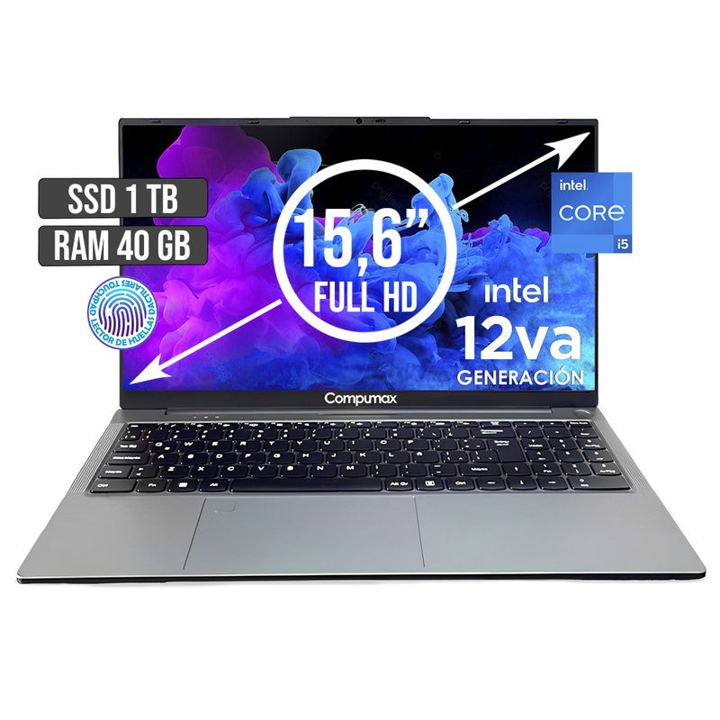 COMPUMAX - PORTATIL COMPUMAX INTEL CORE I5-12450H SSD 1TB RAM 40GB LED 15,6 FULL HD