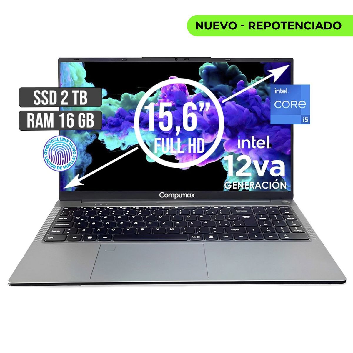 COMPUMAX - Portátil Compumax Intel Core i5 12450H 16GB RAM 2TB SSD 156 FHD