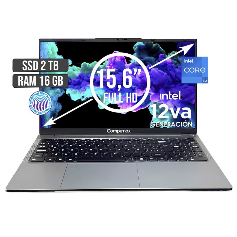 COMPUMAX - Portátil Compumax Intel Core i5 12450H 16GB RAM 2TB SSD 15.6" FHD