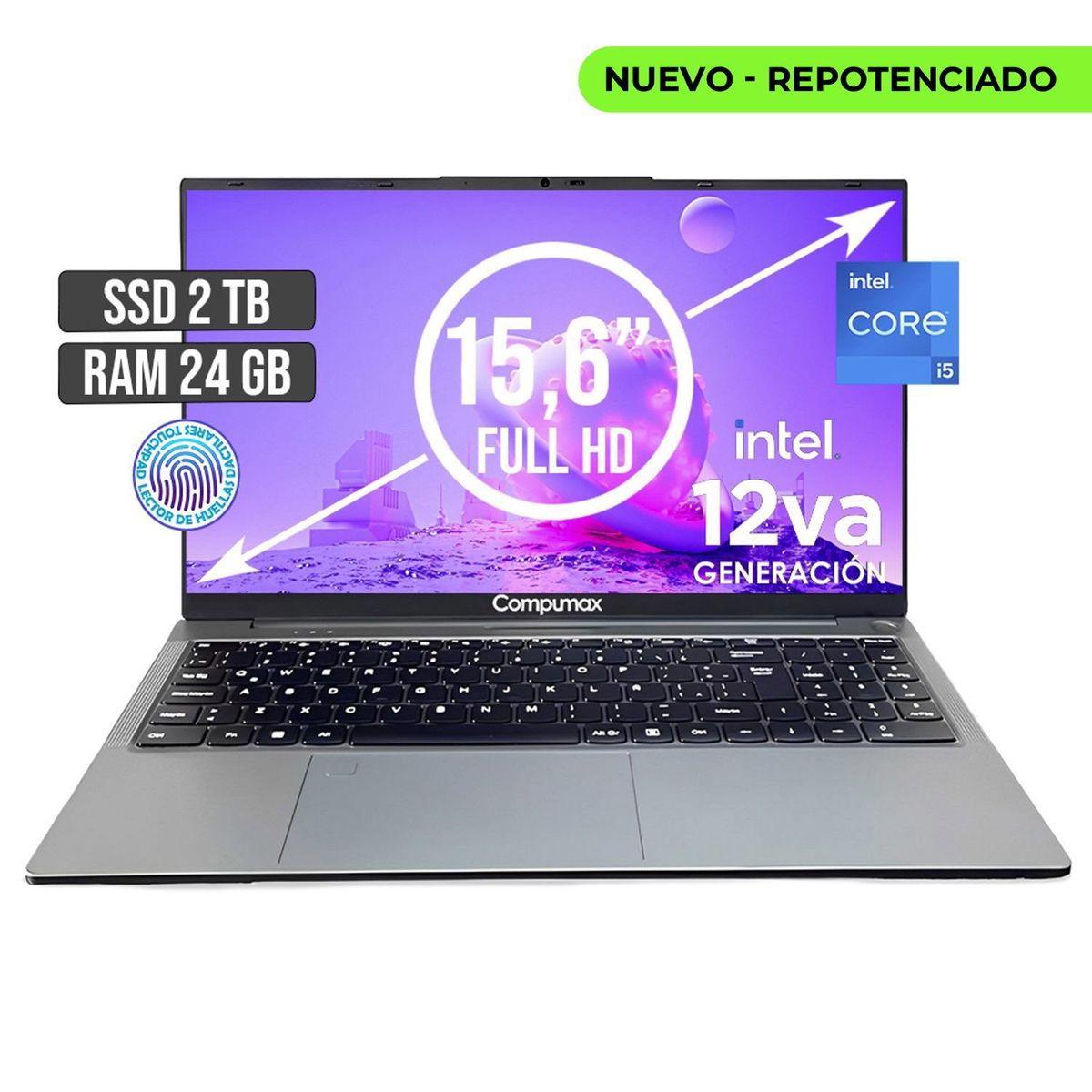 COMPUMAX - PORTATIL COMPUMAX INTEL CORE I5-12450H SSD 2TB RAM 24GB LED 15,6 FULL HD