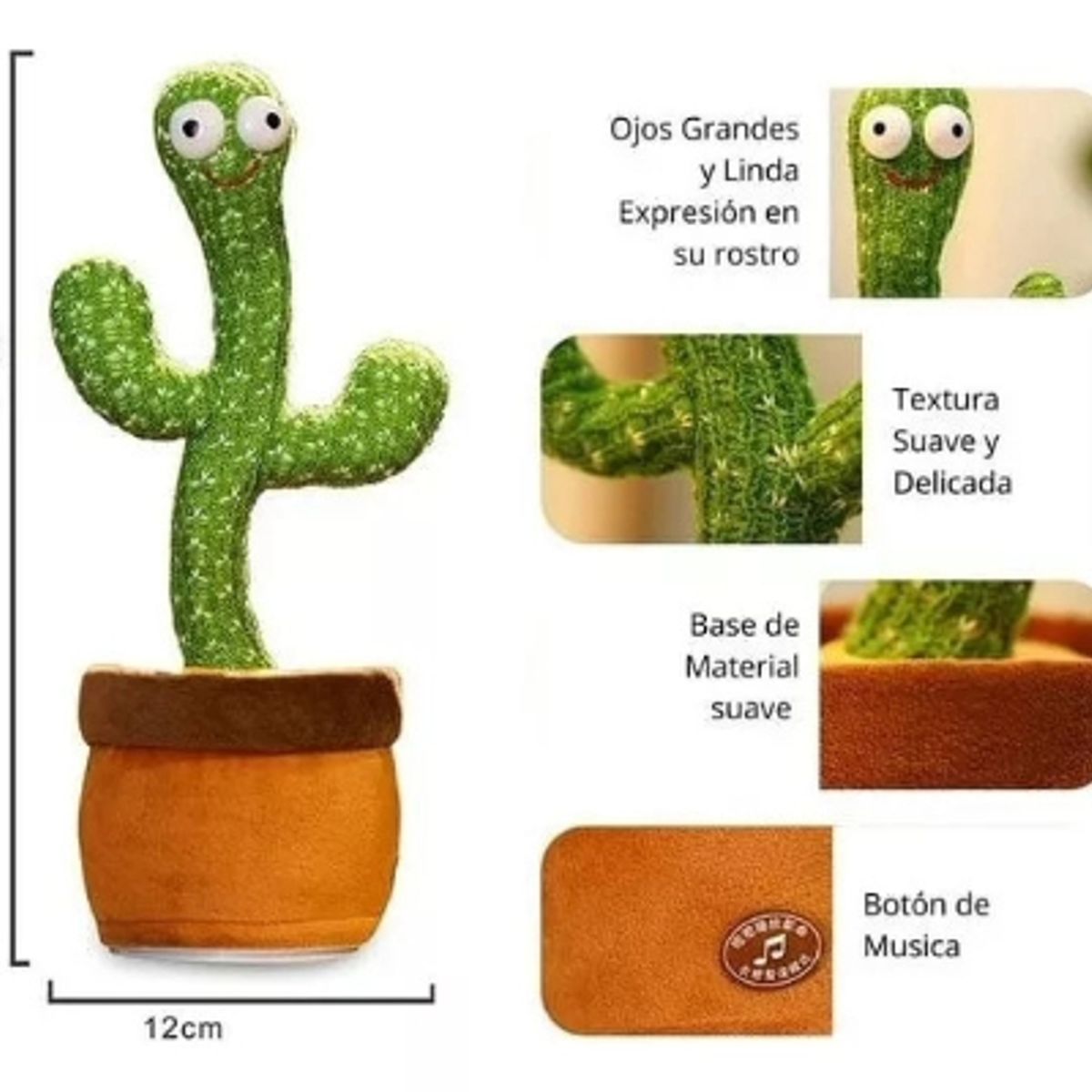 GENERICO - cactus bailarin toy imita voz sonido recargable usb