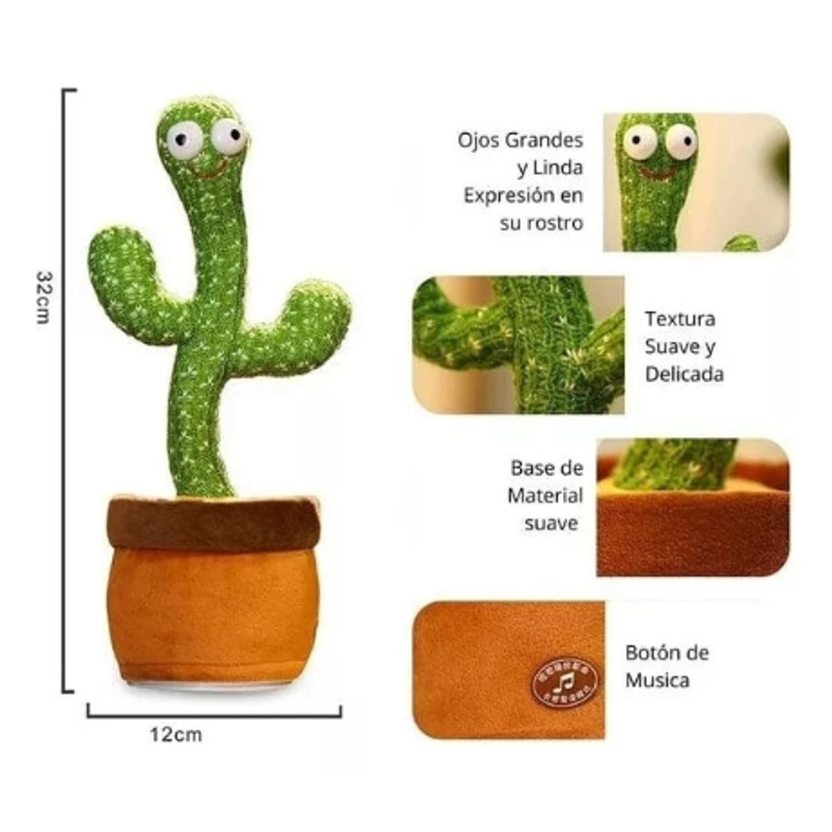 GENERICO - cactus bailarin toy imita voz sonido recargable usb