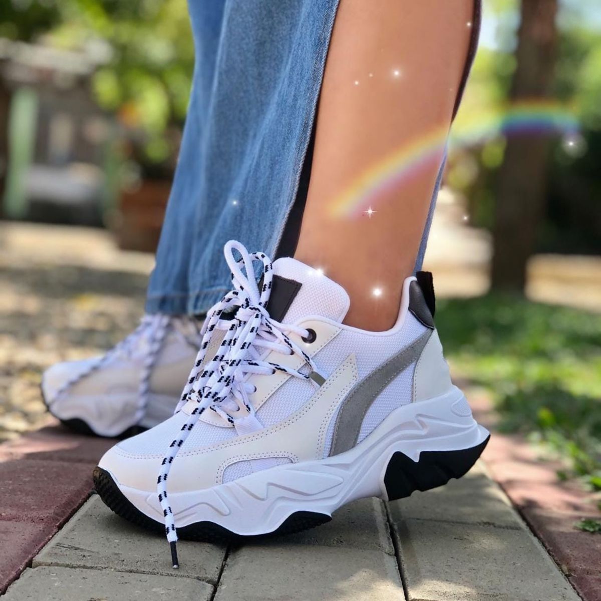 EVEGONZ - Tenis Deportivo Blanco Cómodo de Moda Femenina