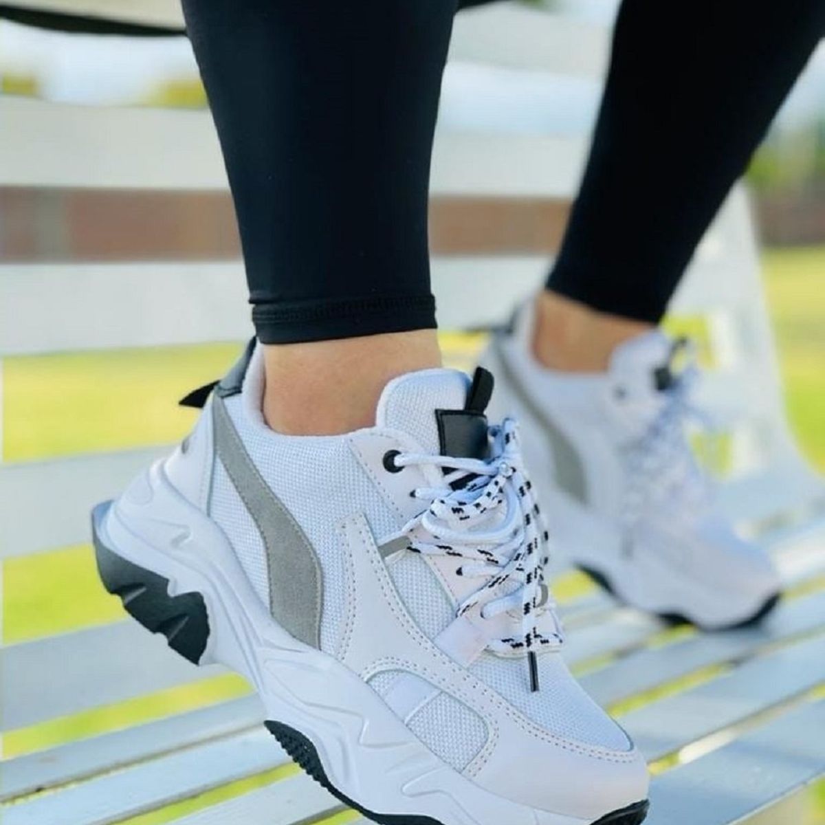 EVEGONZ - Tenis Deportivo Blanco Cómodo de Moda Femenina