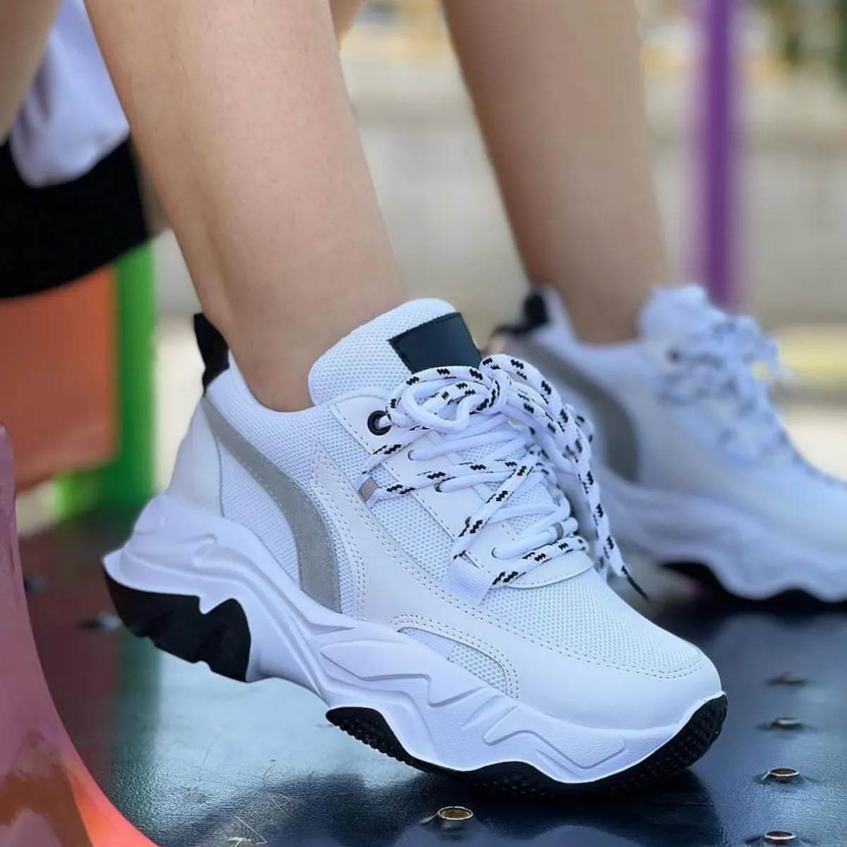 EVEGONZ - Tenis Deportivo Blanco Cómodo de Moda Femenina