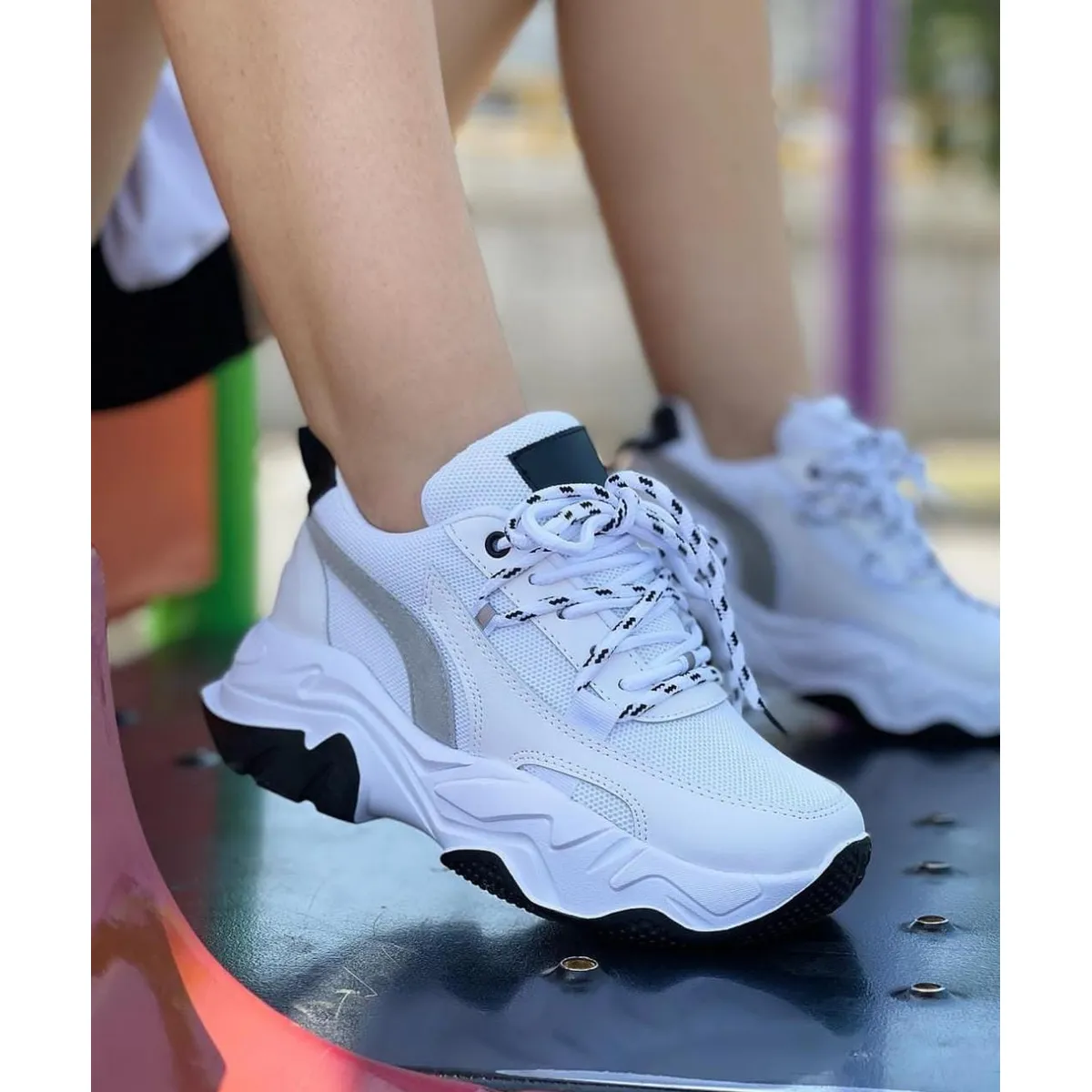 EVEGONZ - Tenis Deportivo Blanco Cómodo de Moda Femenina