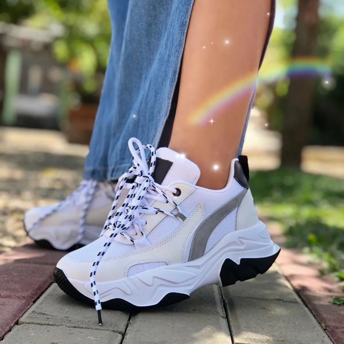 EVEGONZ - Tenis Deportivo Blanco Cómodo de Moda Femenina