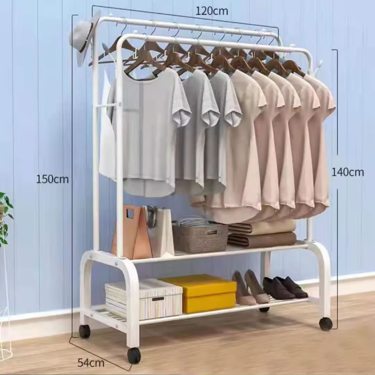 GENERICO - Perchero Zapatero Doble Alta Resistencia 48kg Con Ruedas