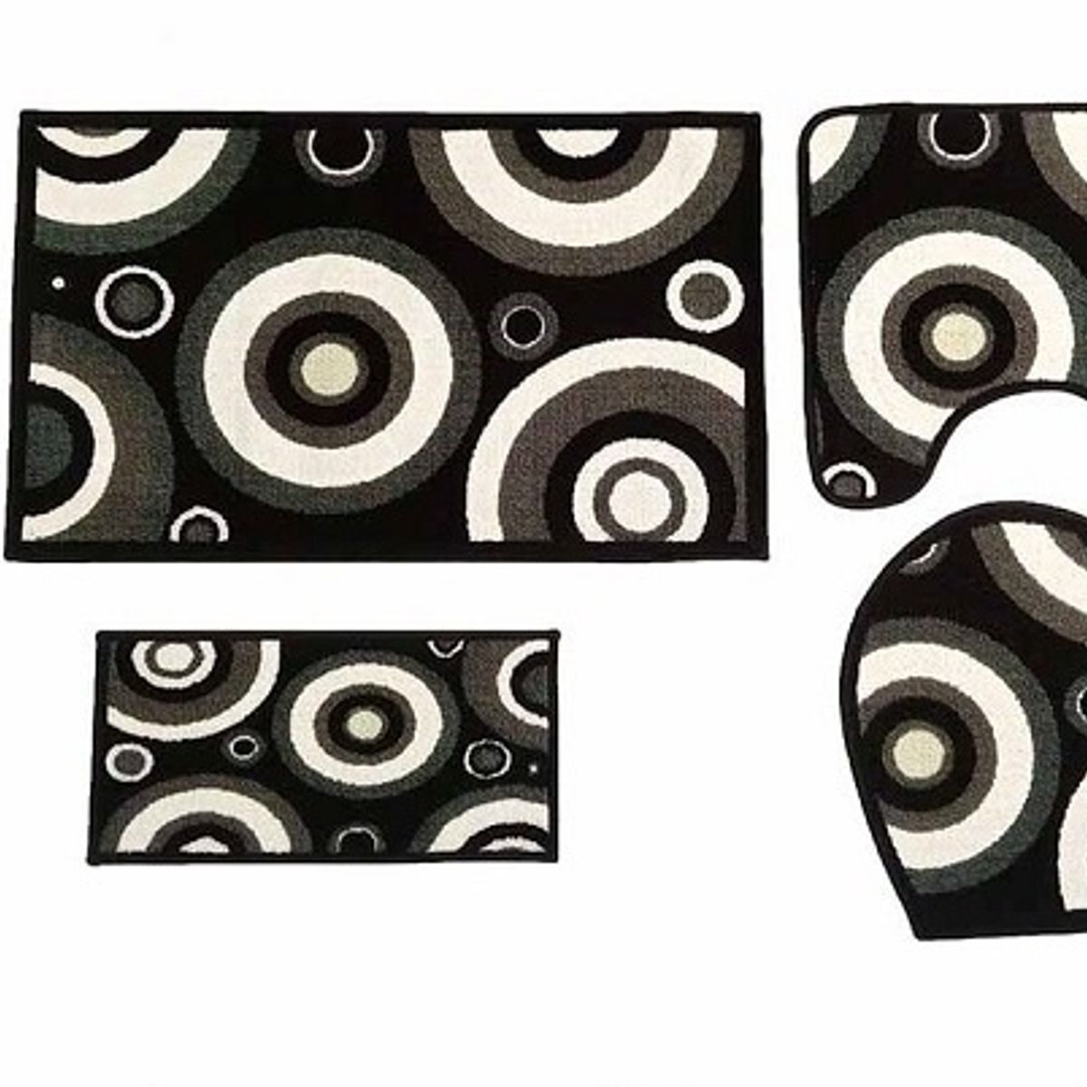 GENERICO - Juego De Baño 4 Piezas Antideslizante Negro Tapetes Para Baño