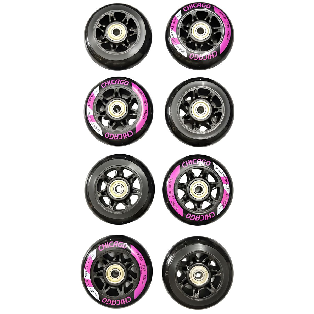 CHICAGO - Set X8 Ruedas Para Patinaje Semiprofesionales 100 mm Color Fucsia