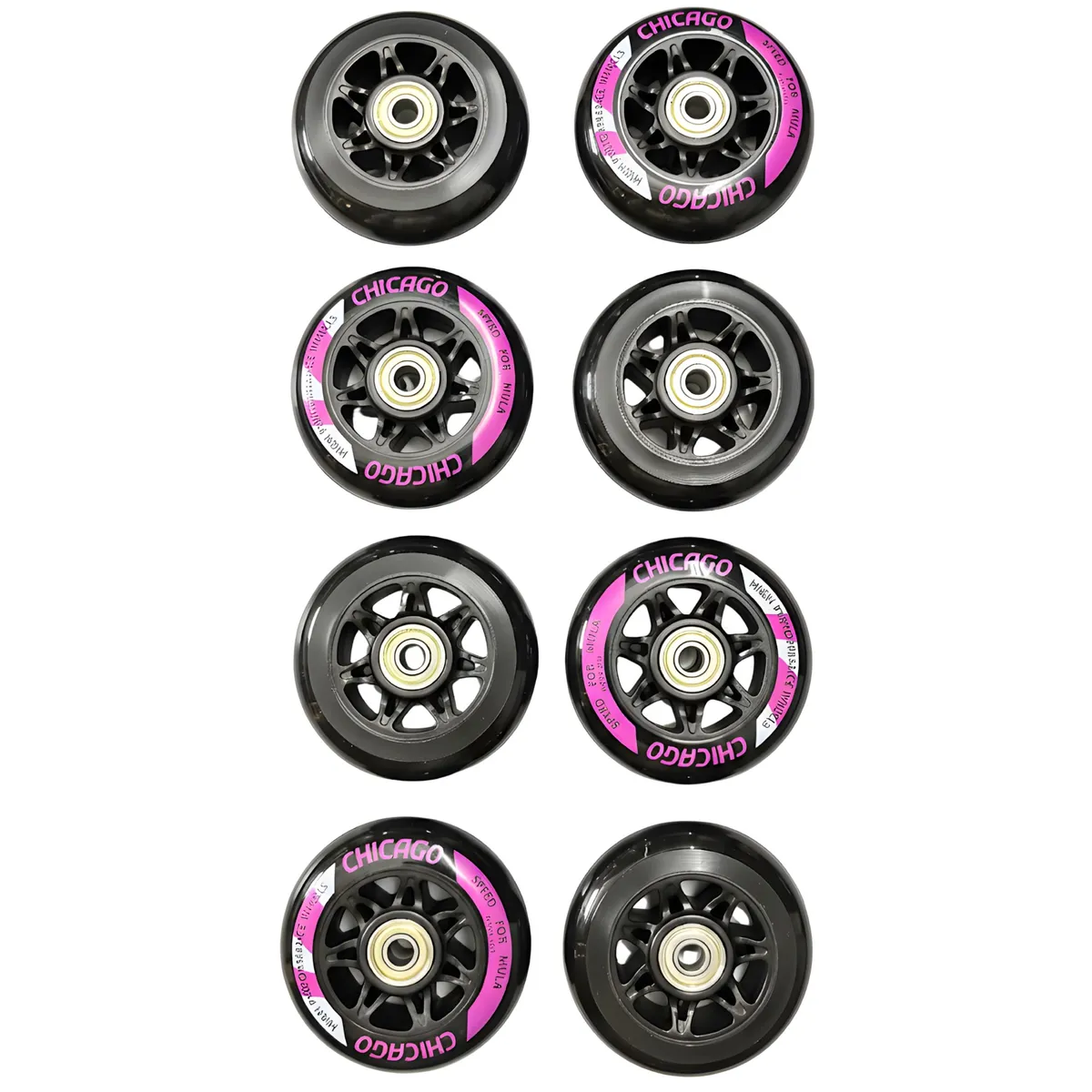 CHICAGO - Set X8 Ruedas Para Patinaje Semiprofesionales 100 mm Color Fucsia