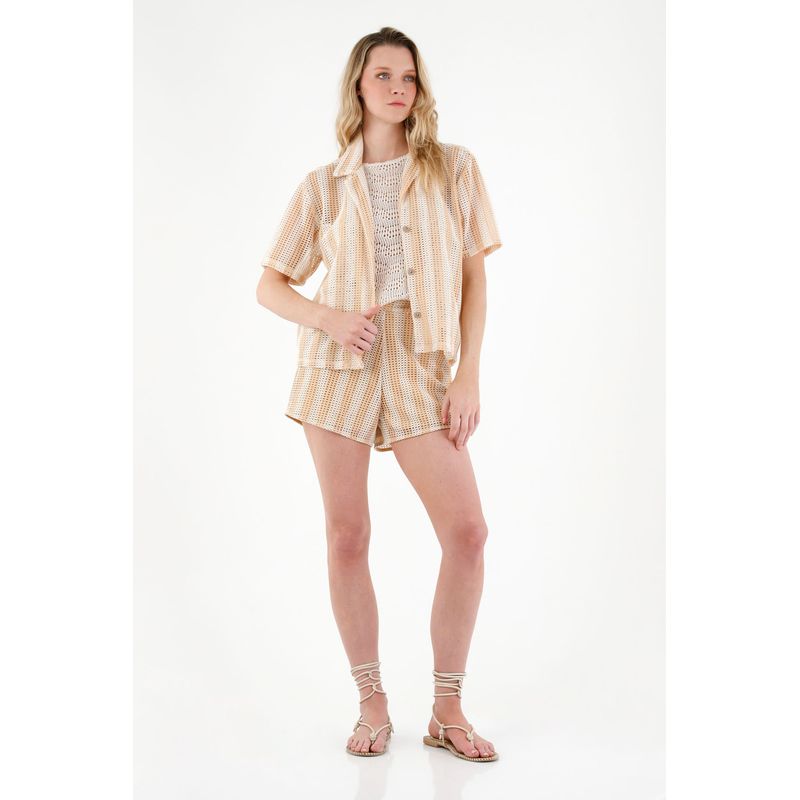 TENNIS - Camisa tipo bowling crudo para mujer