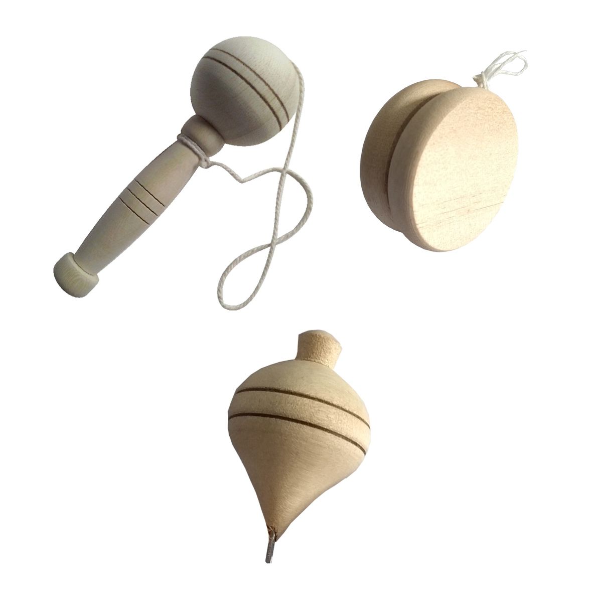 MAFEGO - Set Trompo Yoyo Y Coca O Balero En Madera Mafego
