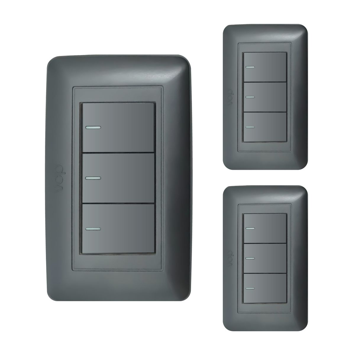 VCP - Interruptor Triple Conmutable Vcp Amanecer Negro Mate X 3