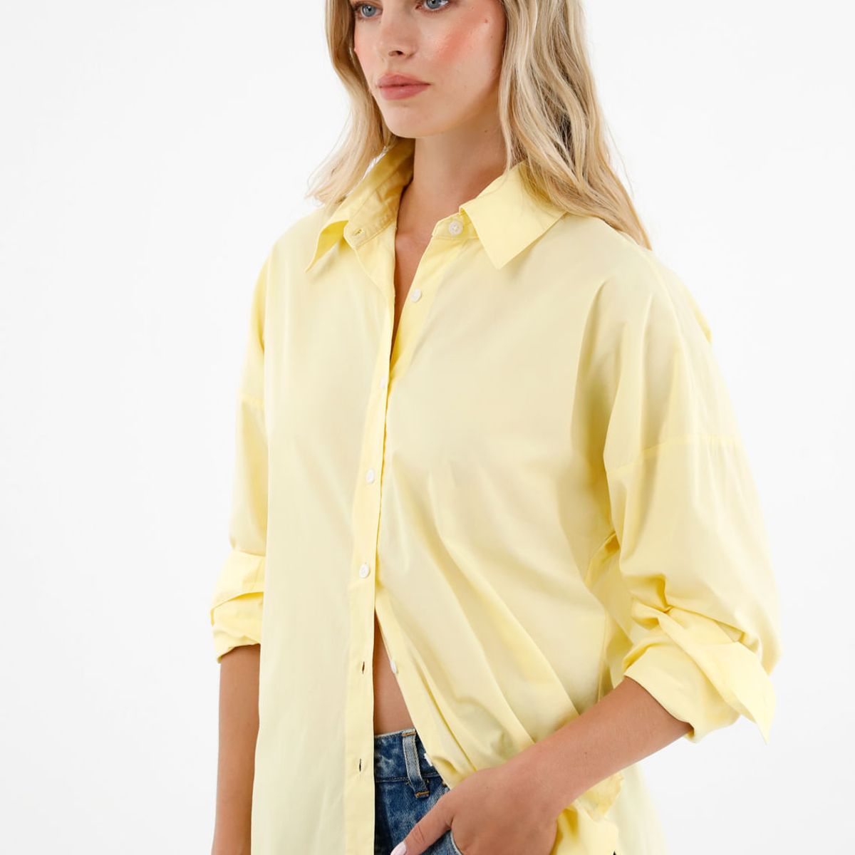 TENNIS - Camisa amarilla 100% algodón manga larga para mujer