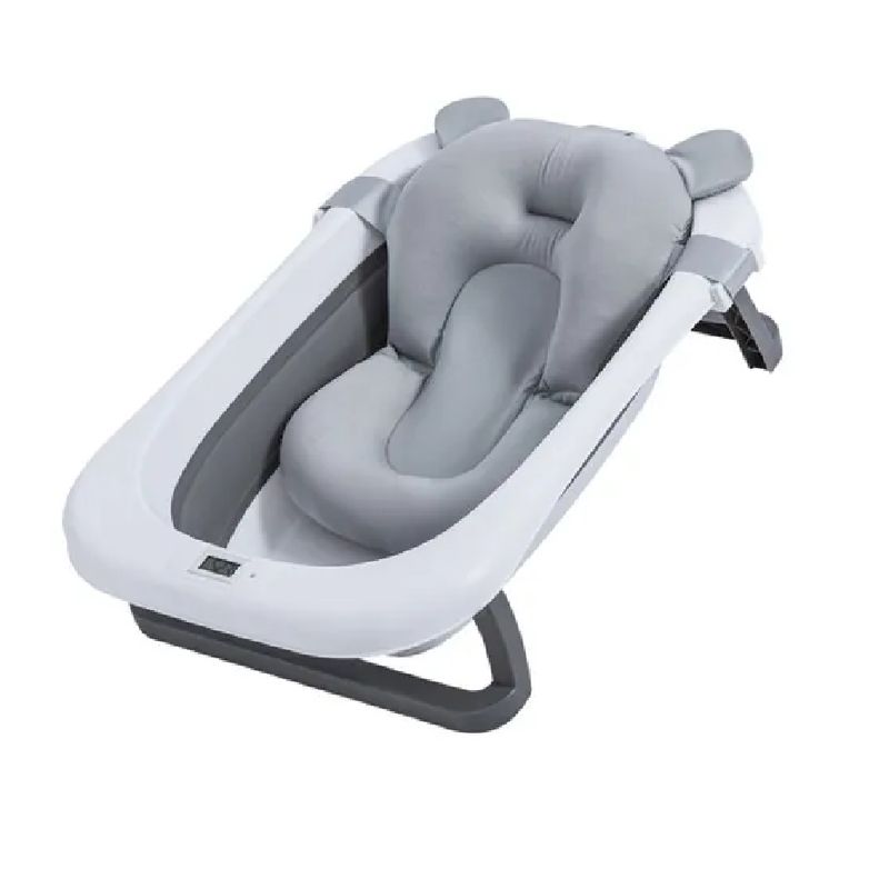 KIDSHOP - Bañera Tina Plegable Termometro Cojin Malla BZ-205 Gris