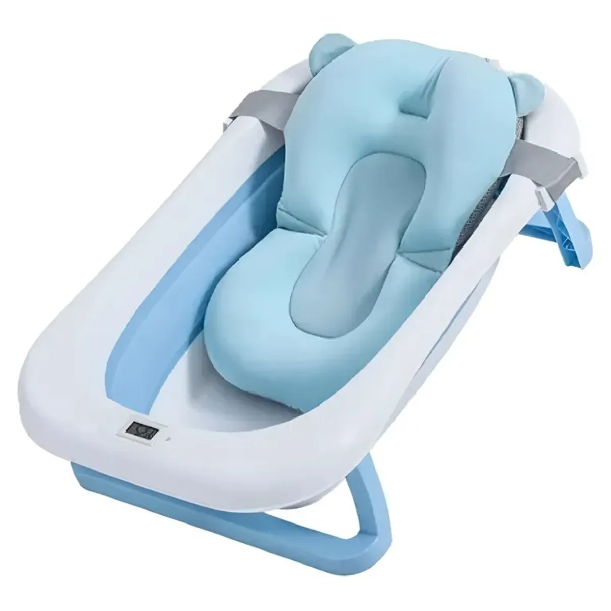 KIDSHOP - Bañera Tina Plegable Termometro Cojin Malla BZ-205 Azul