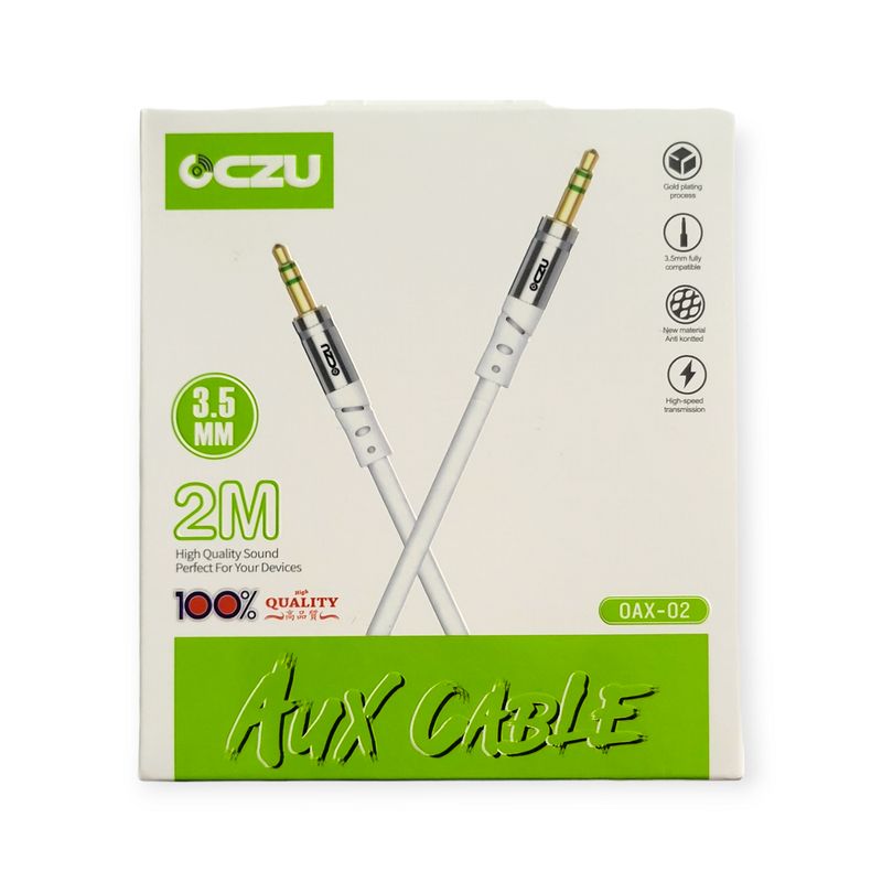 GENERICO - Cable Auxiliar Audio Estéreo Compatible Jack 3.5mm 2 Metros