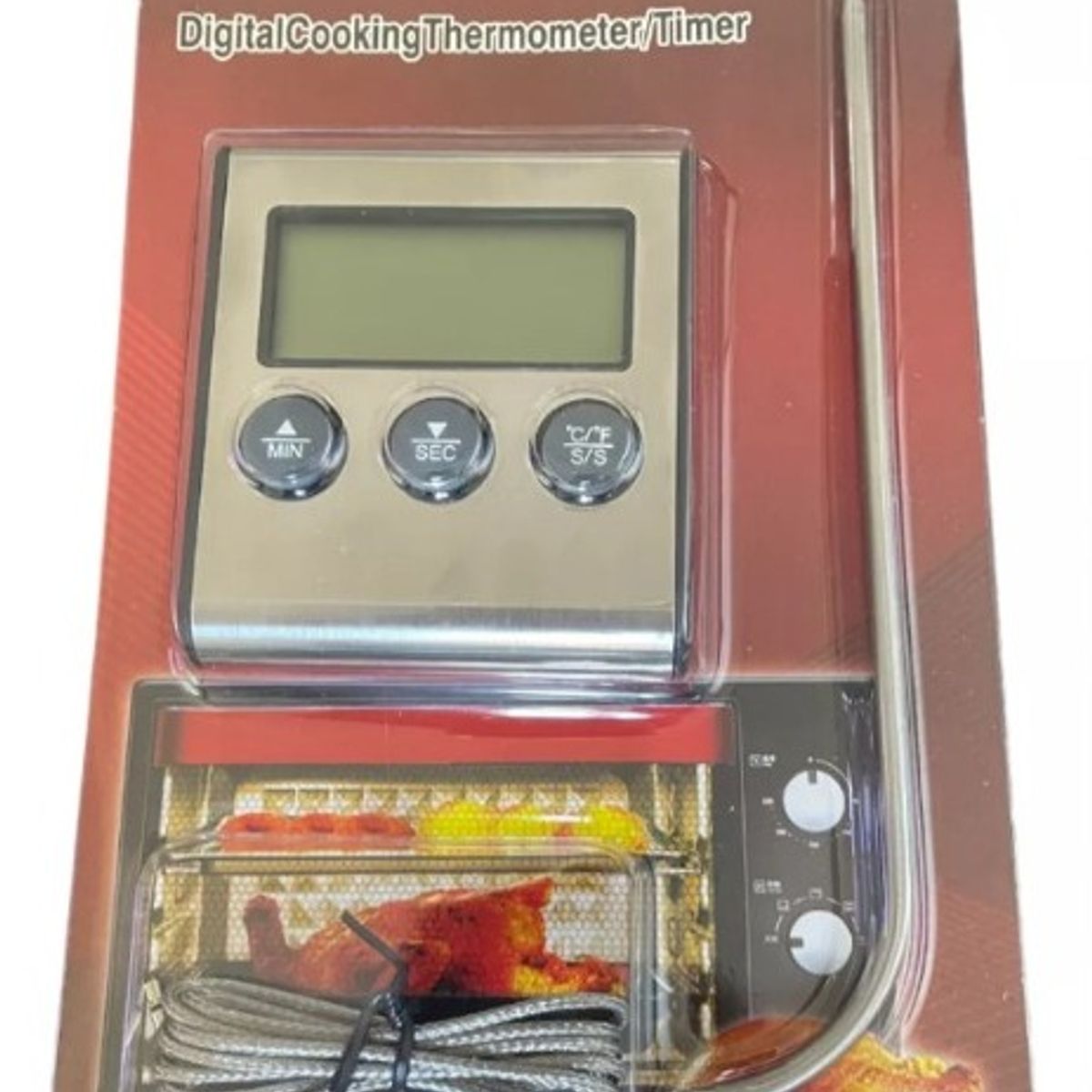 GENERICO - Termómetro Digital Nevera Bbq Timer Sonda Acero Iman Base