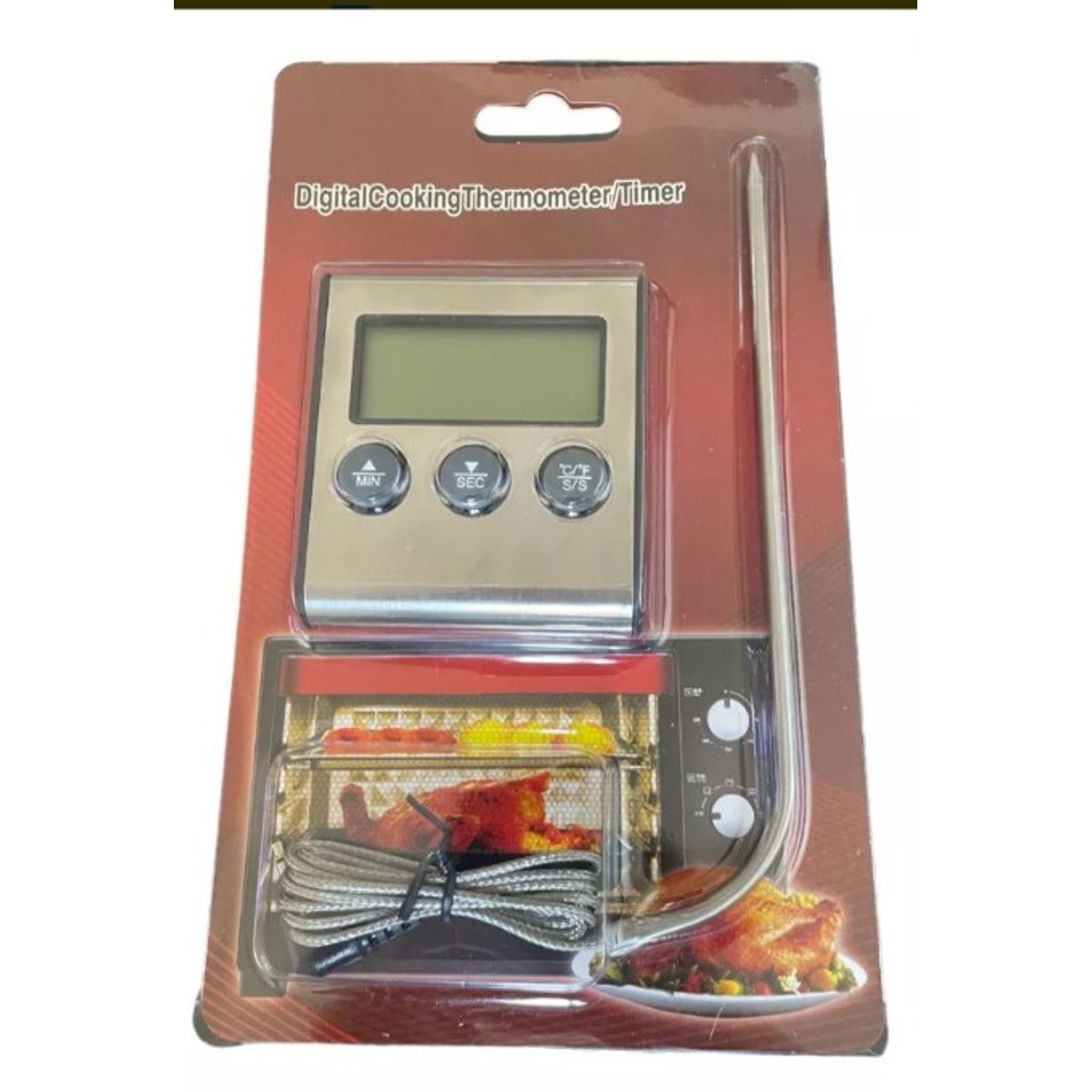 GENERICO - Termómetro Digital Nevera Bbq Timer Sonda Acero Iman Base
