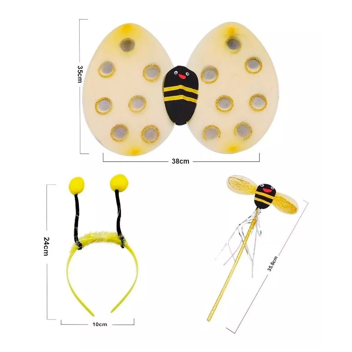 GENERICO - Disfraz Abeja Falda Alas Diadema Varita Niñas Halloween