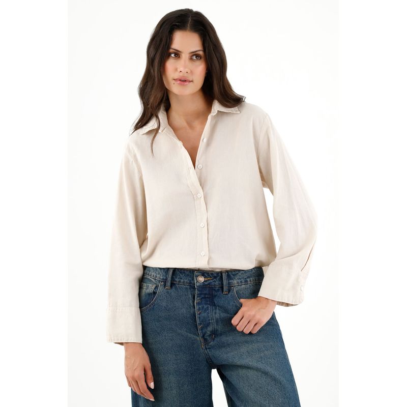 TENNIS - Camisa crudo manga larga para mujer