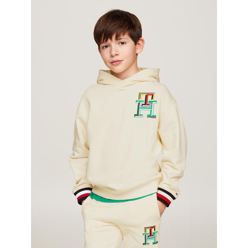TOMMY HILFIGER - Buzo Beige Con Puños distintivos Para Niño Tommy Hilfiger