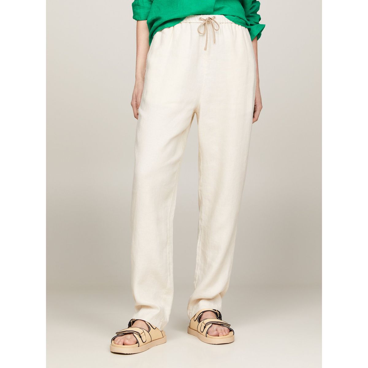 TOMMY HILFIGER - Pantalón beige Casual cónico con cordón Tommy Hilfiger