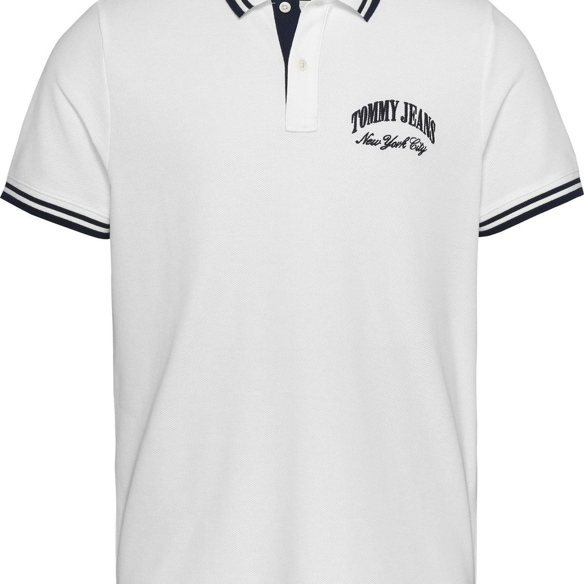 TOMMY HILFIGER - Polo blanco de corte regular con logo Tommy Jeans